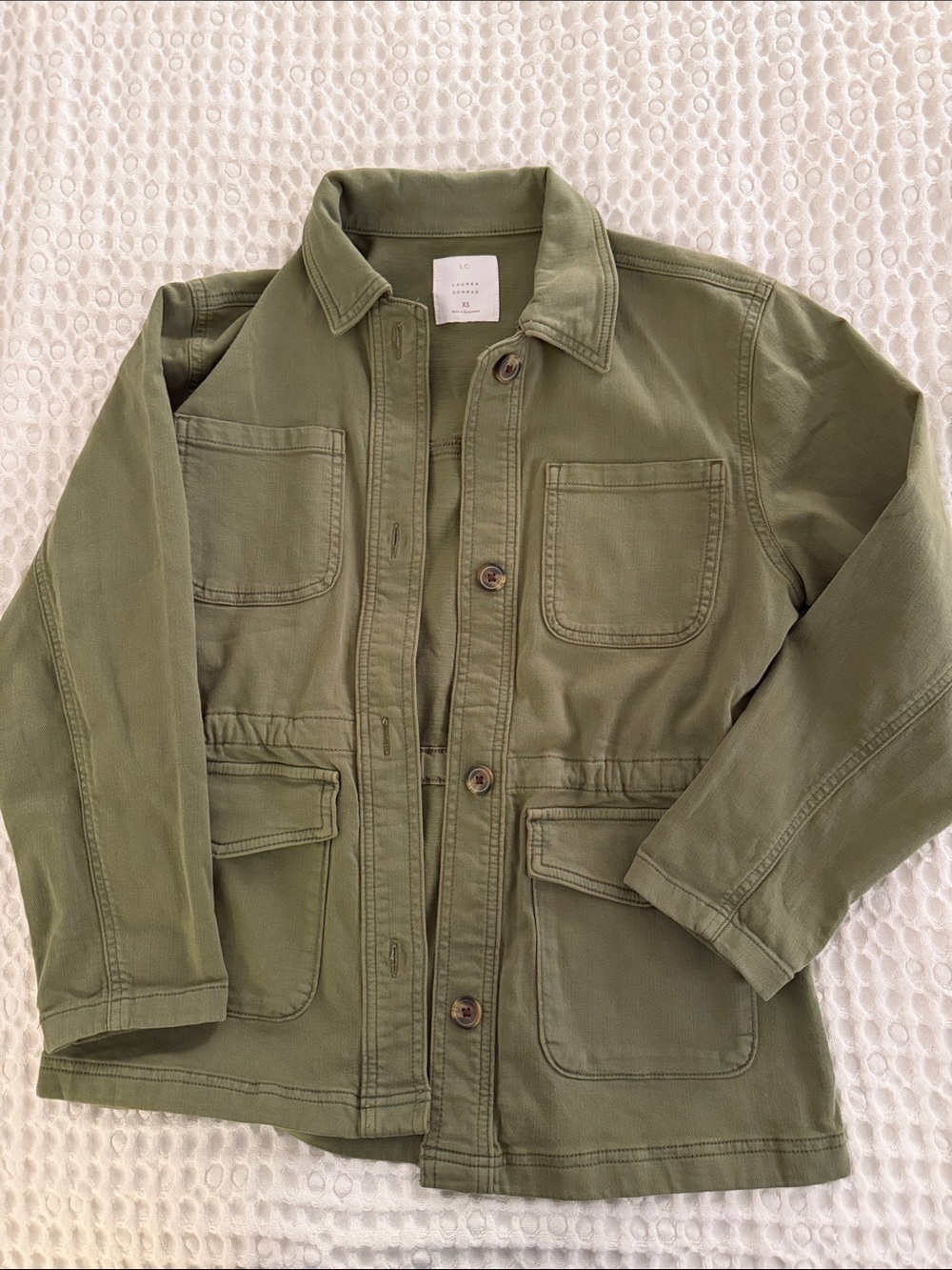LC Lauren Conrad Olive Green Button-Front Utility Jacket